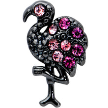 Load image into Gallery viewer, 16G 1/4 Pink Gem Black Fashion Flamingo Cartilage Tragus Earring
