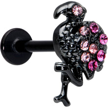 Load image into Gallery viewer, 16G 5/16 Pink Gem Black Fashion Flamingo Labret Monroe Tragus
