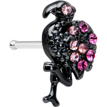 Load image into Gallery viewer, 20G 1/4 Pink Gem Fashion Flamingo Black Nose Bone
