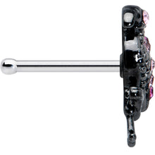 Load image into Gallery viewer, 20G 1/4 Pink Gem Fashion Flamingo Black Nose Bone
