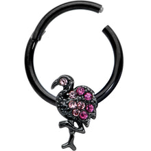 Load image into Gallery viewer, 16G 3/8 Pink Gem Black Fashion Flamingo Hinged Segment Ring
