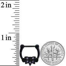 Load image into Gallery viewer, 16G 5/16 Purple Gem Black Skull Blossom Cartilage Clicker
