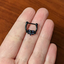 Load image into Gallery viewer, 16G 5/16 Purple Gem Black Skull Blossom Cartilage Clicker
