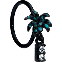 将图片加载到图库查看器，20G 5/16 Black Night Palm Tree Dangle Helix Circular Ring

