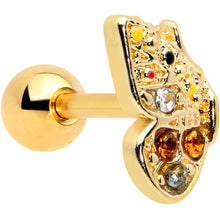 Load image into Gallery viewer, 16G 1/4 Orange Gem Gold Hue Baroque Butterfly Cartilage Tragus Earring
