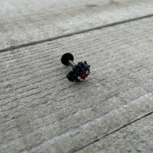 Load image into Gallery viewer, 16G 5/16 Red Clear Gem Black Skull Halloween Labret Monroe Tragus
