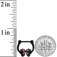 Load image into Gallery viewer, 16G 5/16 Red Clear Gem Black Skulls Cartilage Clicker
