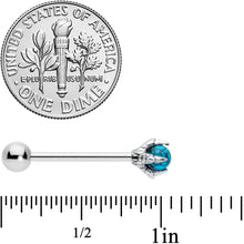 Load image into Gallery viewer, Blue Turquoise Skeleton Hand Halloween Barbell Tongue Ring
