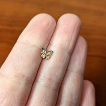 Load image into Gallery viewer, 16G 1/4 Blue Gem Rose Gold Tone Butterfly Cartilage Tragus

