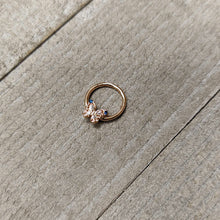 Load image into Gallery viewer, 16G 3/8 Blue Gem Rose Gold Tone Butterfly Hinged Segment Ring
