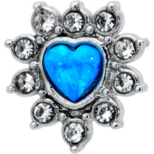 Load image into Gallery viewer, 16G 1/4 Blue Faux Opal Sun Heart Cartilage Tragus Earring
