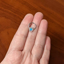 Load image into Gallery viewer, 16G 3/8 Blue Faux Opal Heart Sun Hinged Segment Ring

