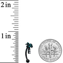 Load image into Gallery viewer, 16G 5/16 Black Night Palm Tree Dangle Curved Eyebrow Ring
