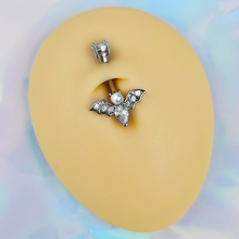 将图片加载到图库查看器，Clear Gem Vampire Bat Halloween Belly Ring
