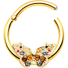 将图片加载到图库查看器，16G 3/8 Orange Gem Gold Hue Baroque Butterfly Hinged Segment Ring
