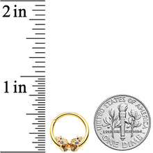 将图片加载到图库查看器，16G 3/8 Orange Gem Gold Hue Baroque Butterfly Hinged Segment Ring
