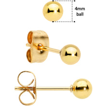 Load image into Gallery viewer, 3mm 4mm 5mm Ball Gold Tone 316L Stainless Steel Stud Earrings 3 Pack
