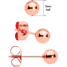 Load image into Gallery viewer, 3mm 4mm 5mm Ball Rose Gold Tone Stainless Steel Stud Earrings 3 Pack
