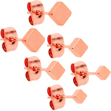 Load image into Gallery viewer, 3mm 4mm 5mm Square Rosy Hue 316L Stainless Steel Stud Earrings 3 Pack
