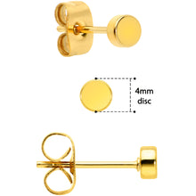 将图片加载到图库查看器，3mm 4mm 5mm Circle Gold Tone 316L Stainless Steel Stud Earrings 3 Pack
