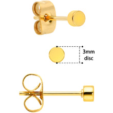 将图片加载到图库查看器，3mm 4mm 5mm Circle Gold Tone 316L Stainless Steel Stud Earrings 3 Pack
