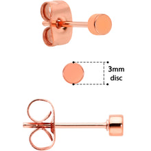 Load image into Gallery viewer, 20G Rose Gold PVD Stainless Steel Flat Disc Stud Earrings Set of 6
