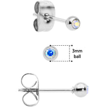 Load image into Gallery viewer, 3mm 4mm 5mm Aurora Gem Ball 316L Stainless Steel Stud Earrings 3 Pack
