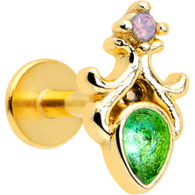 Load image into Gallery viewer, 16G 1/4 Green Gem Gold Tone Shades of Spring Labret
