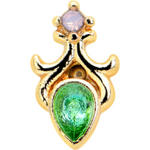 Load image into Gallery viewer, 16G 1/4 Green Gem Gold Tone Shades of Spring Labret
