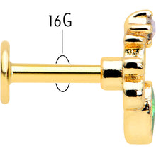 Load image into Gallery viewer, 16G 1/4 Green Gem Gold Tone Shades of Spring Labret
