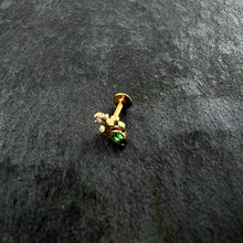 Load image into Gallery viewer, 16G 1/4 Green Gem Gold Tone Shades of Spring Labret
