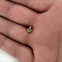 Load image into Gallery viewer, 16G 1/4 Green Gem Gold Tone Shades of Spring Labret
