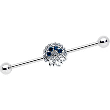Load image into Gallery viewer, 14G Blue Gem Abstract Arch Industrial Barbell 38mm
