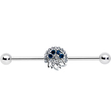 Load image into Gallery viewer, 14G Blue Gem Abstract Arch Industrial Barbell 38mm
