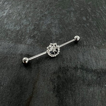 Load image into Gallery viewer, 14G Blue Gem Abstract Arch Industrial Barbell 38mm
