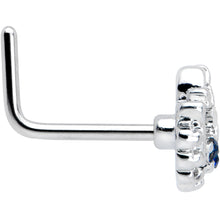 Load image into Gallery viewer, 20G 7mm Blue Clear Gem Abstract Arch L Shape Nose Ring
