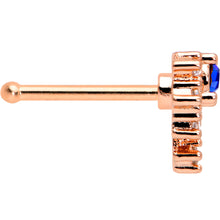 Load image into Gallery viewer, 20G 1/4 Blue Clear Gem Rose Gold Tone Glamour Flare Nose Bone
