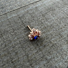 Load image into Gallery viewer, 20G 1/4 Blue Clear Gem Rose Gold Tone Glamour Flare Nose Bone
