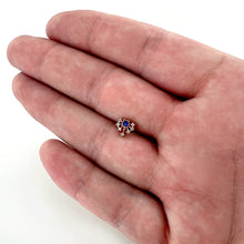 Load image into Gallery viewer, 20G 1/4 Blue Clear Gem Rose Gold Tone Glamour Flare Nose Bone
