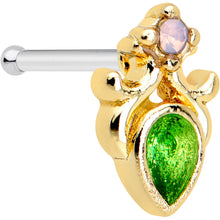 Load image into Gallery viewer, 20G 1/4 Green Gem Shades of Spring Golden Nose Bone
