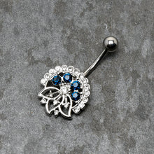 将图片加载到图库查看器，Clear Blue Gem Abstract Arch Belly Ring
