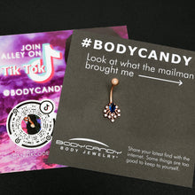 Load image into Gallery viewer, Clear Blue Gem Rose Gold Tone Glamour Flare Belly Ring
