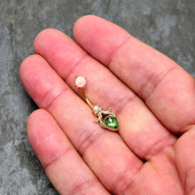 Load image into Gallery viewer, Green Gem Gold Tone Shades of Spring Double Mount Belly Ring

