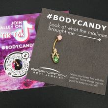 Load image into Gallery viewer, Green Gem Gold Tone Shades of Spring Double Mount Belly Ring
