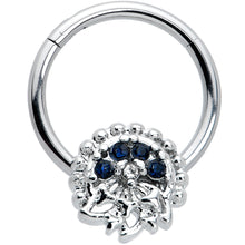 Load image into Gallery viewer, 16G 3/8 Clear Blue Gem Abstract Arch Hinged Segment Ring

