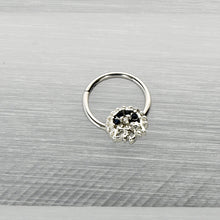 Load image into Gallery viewer, 16G 3/8 Clear Blue Gem Abstract Arch Hinged Segment Ring
