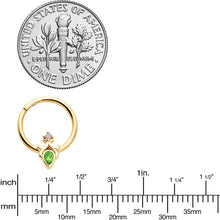 将图片加载到图库查看器，16G 3/8 Green Gem Gold Tone Shades of Spring Hinged Segment Ring
