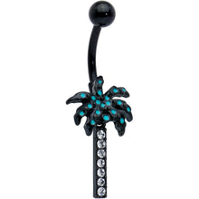 Load image into Gallery viewer, Clear Gem Black Night Palm Tree Dangle Belly Ring
