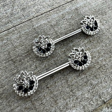 Load image into Gallery viewer, 14G 1/2 Blue Clear Gem Abstract Arch Barbell Nipple Ring Set
