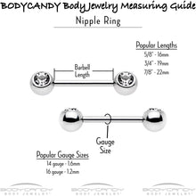Load image into Gallery viewer, 14G 1/2 Blue Clear Gem Abstract Arch Barbell Nipple Ring Set
